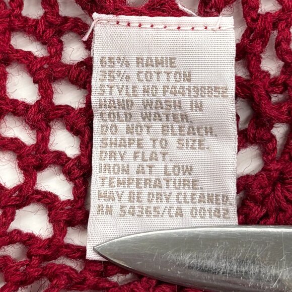 VTG Red Y2K TanJay Crochet Knit Button Front Fairy Cardigan Long Sleeve Sz Large - Picture 3 of 10